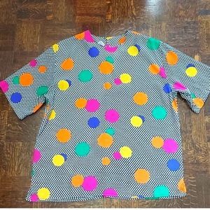 Vintage Polka Dot Short Sleeve Shirt - Sz M